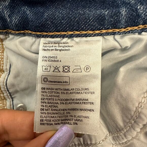 H&M Size 14 Blue High Waisted Stone Washed Jeans with Slit Flared Bottoms - Picture 7 of 9